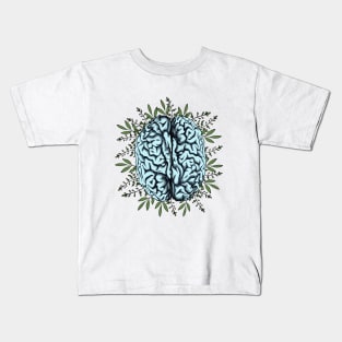 Side Brain,leaves,positivity, creativity, right hemisphere brain, health, Mental, mind Kids T-Shirt